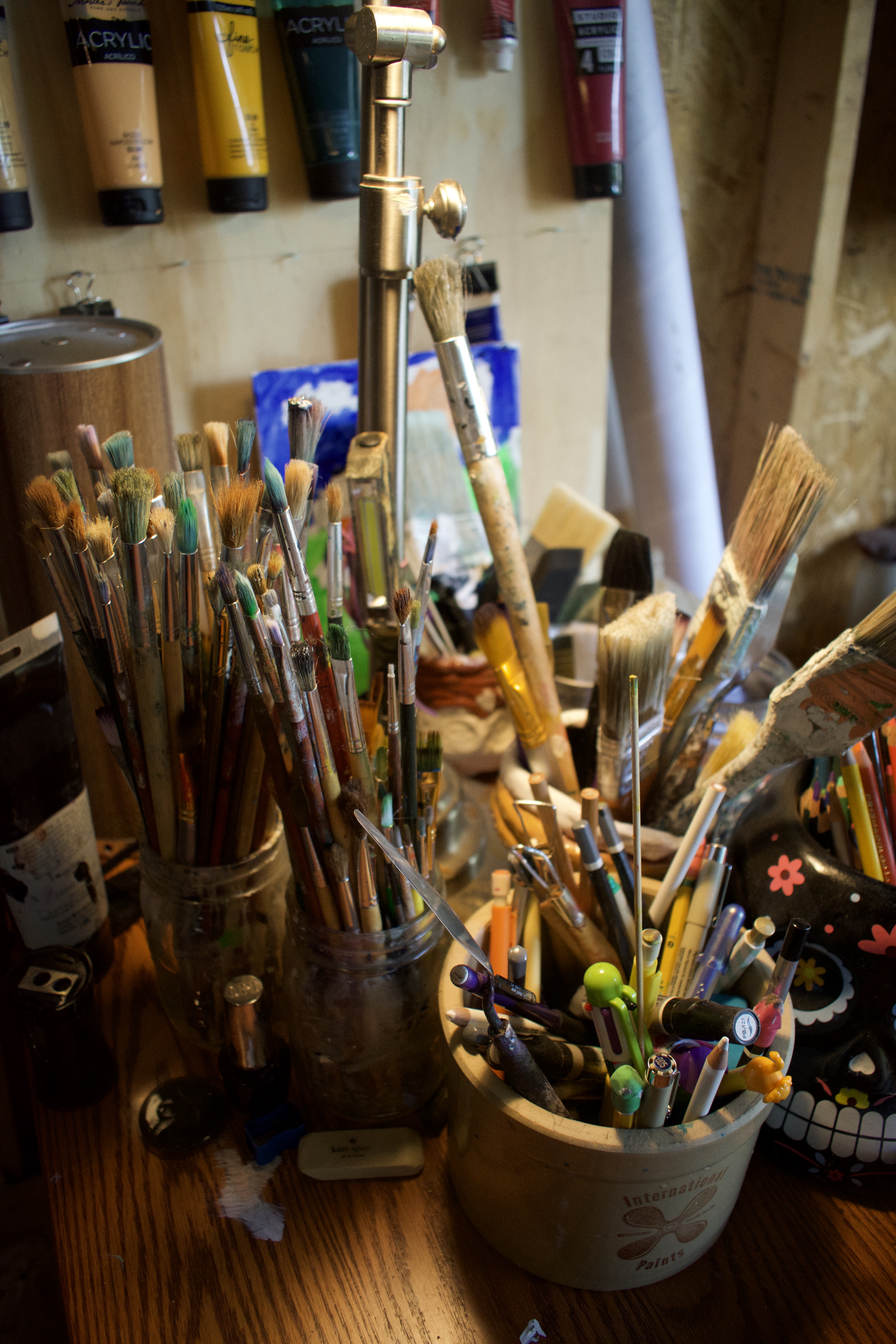 art supplies strewn everywhere